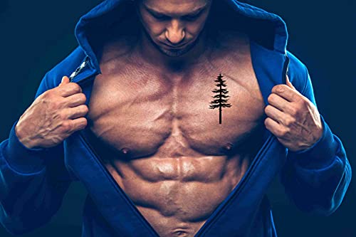 Datewithshower Temporary Tattoos 6 Sheets Tree Pine Silhouette Cypress Evengreen Cedar Forest Wood Tattoo Stickers For Adult Kids Women Men Arms Legs Chest Waist Neck 3.7 X Inch #TOP3