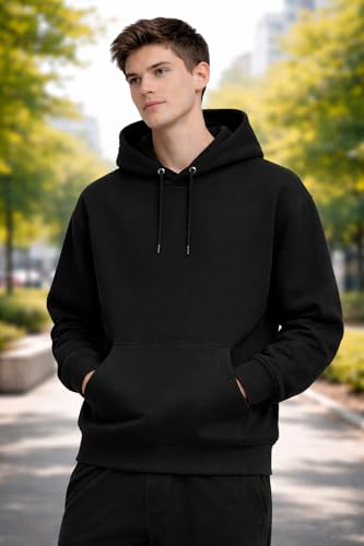 Image of Hoodies for Men | Drawstring Hood, Kangaroo Pocket, Ribbed Hem | Relaxed Fit