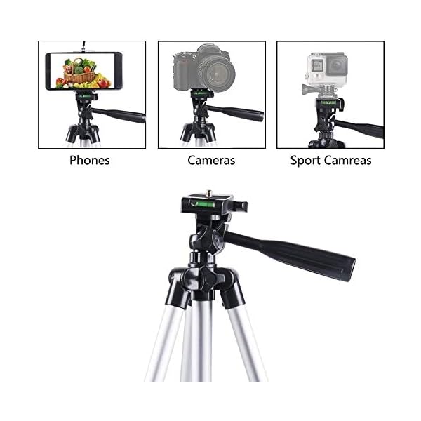 PRITECH 106 cm Aluminium Stativ für Handy, Spiegelreflexkamera, iPhone, Gopro, Smartphone mit Adapter für Handy und… – Bild 3