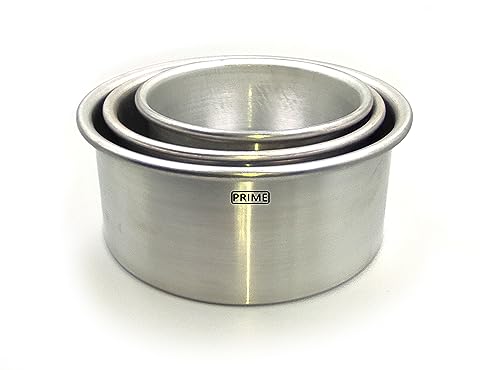 Image of Prime Bakers and Moulders Aluminium Round Cake Baking Mould Set of 3 Pcs (5,6,7 Inch)
