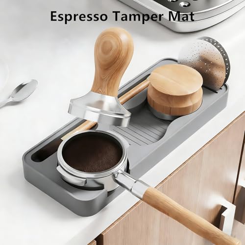 Image of Espresso Tamping Mat, Espresso Tamper Mat, Coffee Tamper Mat for Countertop, Non-Slip Heat Resistant Silicone Portafilter Mat for Distributor, Brush & Puck Screen, Dishwasher Safe (Black, 9.5 inchx3.7 inch)
