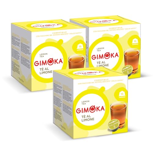 Gimoka - Tè al limone - 48 Capsule Compatibili con Macchinetta Caffè Nescafé®* Dolce Gusto®* - 3 Confezioni da 16 Capsule - Made in Italy