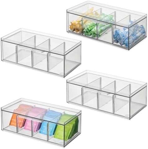 iDesign XL Tea Bag Organizer, 4-Section Clear Stackable, 4-Pack image 4