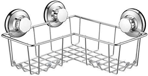 SANNO Shower Organizer Adhesive Corner Shower Caddy, Bath Shelf Storage Shampoo Conditioner Bathroom Kitchen Storage Organizer for Kitchen & Bathroom Accessories - Rustproof Stainless Steel