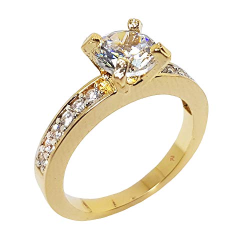 Anel Solitário Feminino Banhado Ouro 18k Zirconia Luxo Noivado Princesa Lindo - Ricari Tamanho: 16