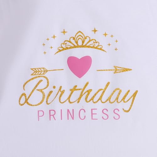 LYSMuch Toddler Girls Long Sleeve Birthday Ballet Tutu Set Birthday Girl Long Sleeve Rainbow Tulle Skirt Set (Pink Crown,7-8Years) — view 3