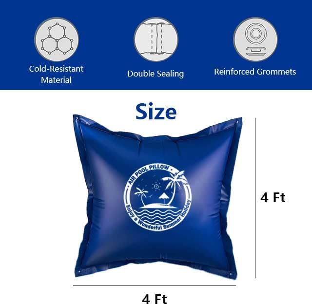 4 x 4 Ft Pool Cover Pillow for Above Ground Swimming Pools. Winter Pool Pillow for Closing | Extra Durable 0.4 mm PVC Resistant Pool Cover Air Pillow (2 Pcs)