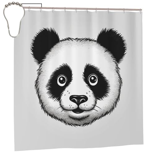 Rideau de douche panda avec 12 crochets rideau salle de bain - 8