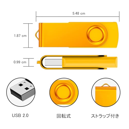 ABLAZE USBメモリ 32GB 5本セット USB2.0 スイベル式 フラッシュドライブ ストラップ付き データ保存用 カラーミックス 業務用 学校 まとめ買い 大量購入