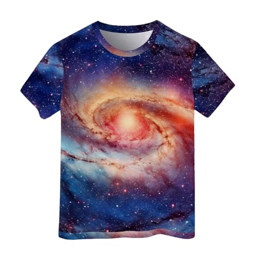 Top De Brillantes de galaxia en 3D para niña, camisetas con purpurina, blusas de moda con cielo estrellado, camisetas de verano con cuello redondo y manga corta para disfraces (Dark Blue, 10-11 Years)