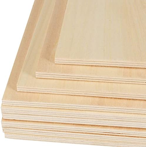 JAPCHET 10 Sheets 200 x 200 x 6 mm Basswood Plywood Sheets, Plywood Boards Unfinished Wood Sheets for Crafts, DIY Wooden Models, Painting, Engraving, Pyrography, Laser Cutter, CNC Machine