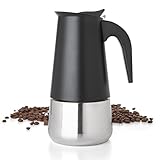 Mixpresso Black 9 Cup Greca Stovetop Espresso Pot 450ml/15oz, Moka Pot with Coffee Percolator Design, Stainless Steel Stove Top Coffee Maker for Camping or Home Use,Italian Stovetop Espresso Maker
