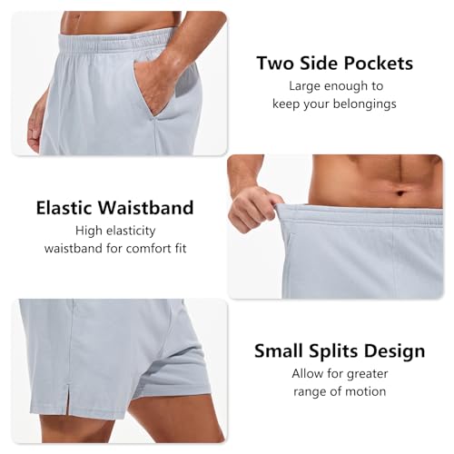 Image of AMY COULEE Mens Lounge Shorts 4 inch Pajama Lightweight Cotton Sleep Bottoms with Pockets