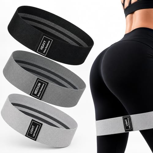 Fabric Resistance Bands Set for Working Out - 3 Pack Booty Bands for Women & Men...