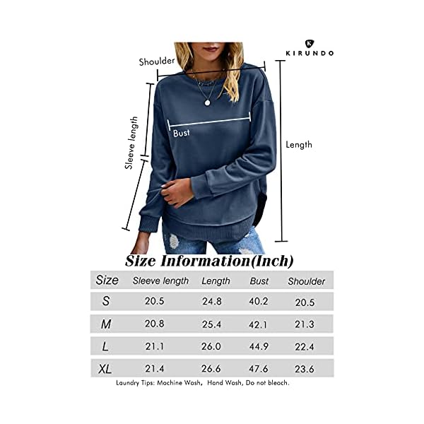 KIRUNDO-2021-Womens-Solid-Color-Sporty-Sweatshirt-Casual-Loose-Crew-Neck-Long-Sleeves-Pullover-Ribbed-Cuffs-Hem-Tops KIRUNDO 2023 Fall Winter Women's Tie Dye Sporty Sweatshirt Crew Neck Long Sleeves Pullover Ribbed Cuffs Hems Sweaters Outwear (Large, Split-Light Green)