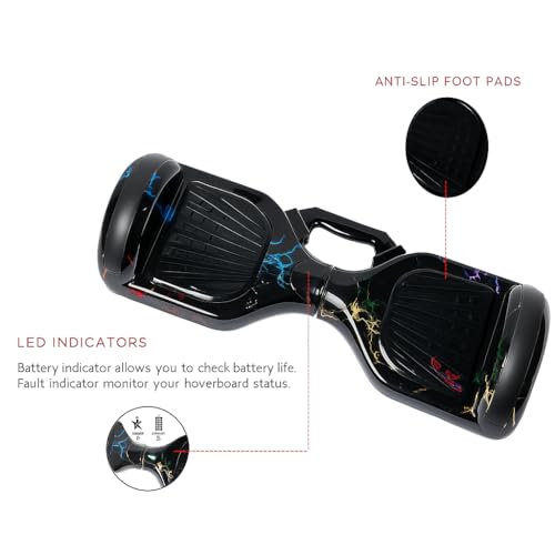 Image of Self-Balancing Hoverboard with Bluetooth Speaker & LED Lights | Smart Balance Technology | Anti-Slip Foot Pads | Built-in Battery Indicator | Carry Handle | Multicolour Design | For Kids & Adults