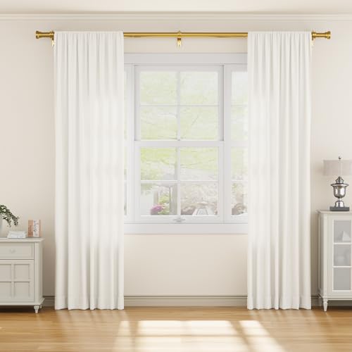 Image of YaFex Curtain Rods 32-114 Inch, Heavy Duty 1 Inch Diameter, Warm Gold