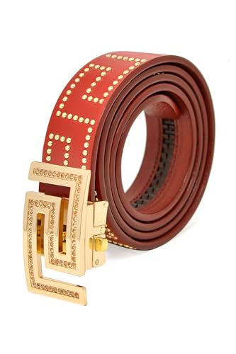 Barabas Men's Rhinestone Studded Greek Pattern Buckle Belts BK8142
