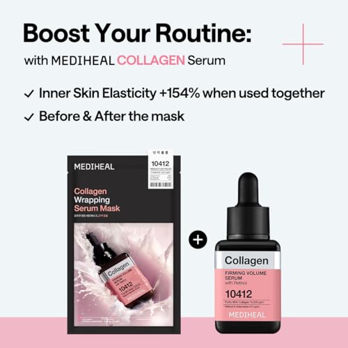 Image of MEDIHEAL Wrapping Serum Mask [Firming Volume] - Deep Elasticity Boosting Face Sheet Mask, Retinol & Adenosine - Smooths Fine Lines with Micro Liposome Delivery (10 Sheets)