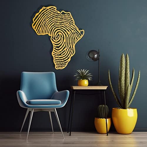 Arte de pared de metal africano, decoración de pared de metal africano, mapa de pared de metal con huellas dactilares, regalo de inauguración de la