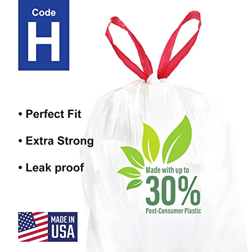 Compatible With Simplehuman Code H - 150 Count (3 Rolls) Durable Custom Fit Plastic Trash Bags W/Drawstring - 30-35 Liter/ 8-9 Gallon Trash Cans - Heavy Duty Garbage Bag - Made In Usa #TOP1