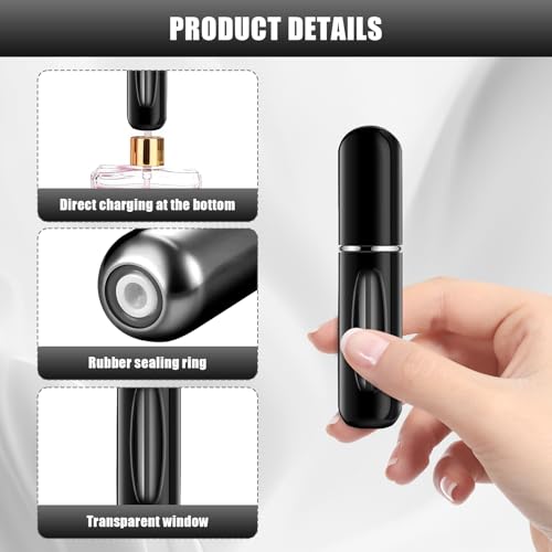 Image of Portable Mini Perfume Atomizer Bottle, 5ml /0.17oz Refillable Spray, Scent Pump Case, Travel Atomizer (Matte Black)