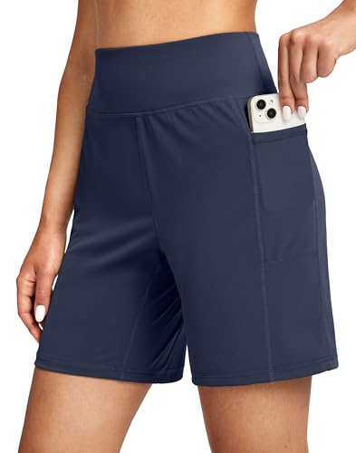 G Gradual Women's 7'' Athletic Long Shorts with Pockets High