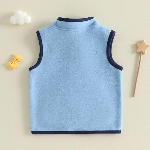 Image of Toddler Baby Boy Fleece Outerwear Vests Sleeveless Zipper Jacket Solid Color Vest Coat Spring Fall Winter Clothes