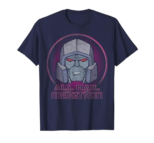 Transformers All Hail Megatron Retro Portrait Logo T-Shirt, Men, Navy Blue, X-Large