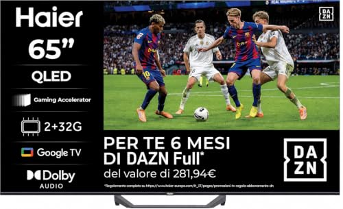 Haier Smart TV 65" QLED 4K UHD, Google TV, Gaming 120Hz, Dolby Audio
