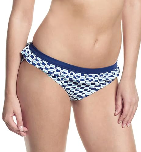 Image of Cleo by Panache Womens Lucille Frill Bikini Brief size 10 in Blues