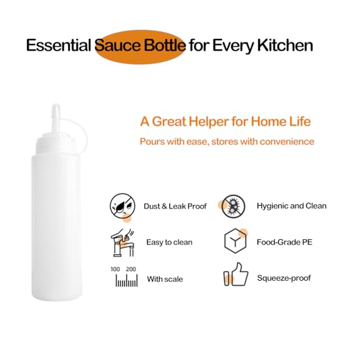 Miniatura 3 de Midgreyeye 8 Piezas Aceitera Plastico 4 Piezas Unidades De 250ml 8oz Y 4 Piezas Unidades De 360ml 12oz, Capacidad Total 2440ml 80oz, Botellas Para Salsas Y Especias, Biberon Aceite, Biberon Cocina