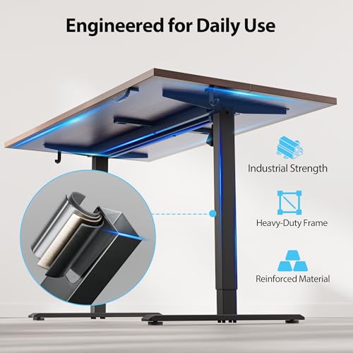 Image of Agilestic Electric Standing Desk, 63 x 28 Inches Height Adjustable Desk, Sit Stand up for Work Office Home, Ergonomic Rising Computer Table with Memory Preset, Dark Walnut