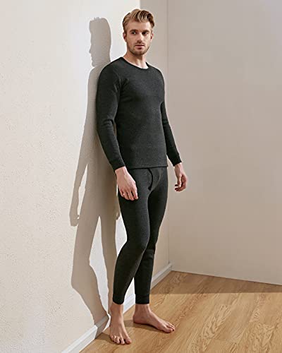 Lapasa Men's Ultra Heavyweight Thermal Underwear Set Extreme Cold Weather Base Layer Top Bottom Fleece Lined Long Johns M63 Medium Dark Grey #TOP3