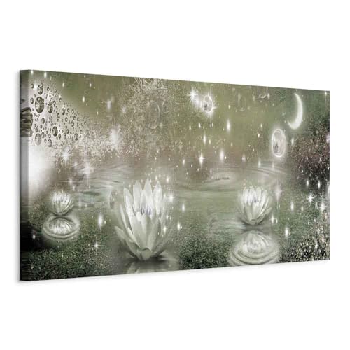Décoration murale tableau nature 120x40 impression sur toile fleurs lys cosmos b-C-0077