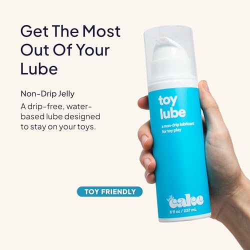 Image of Hello Cake Toy Lube, Water-Based Personal Lubricant, 8 fl oz | Adult Toy Friendly, Thick Non-Drip Jelly Water-Based Personal Lube for Men, Women, and Couples with Premium Airless Pump