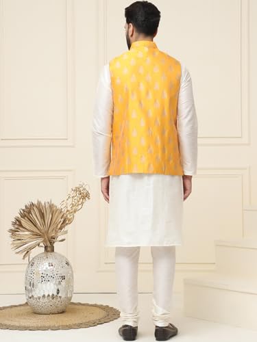Image of SOJANYA (Since 1958 Men's Silk Blend Kurta Pyjama With Nehrujacket Set