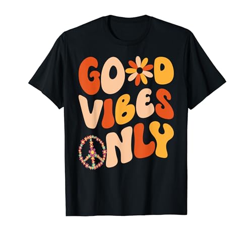 GOOD VIBES ONLY PEACE LOVE 60s 70s Tie Dye Groovy HippiE T-Shirt