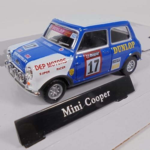 Auto 1/43 in metallo OPO 10 - Auto in Miniatura Compatibile con Mini Cooper Racing Blu E Bianco 1/43 CARARAMA - 813159