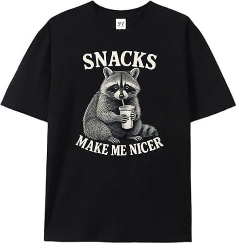 Snacks Make Me Nicer Raccoon Animal Sarcastic Saying Raccoon T-Shirt Black