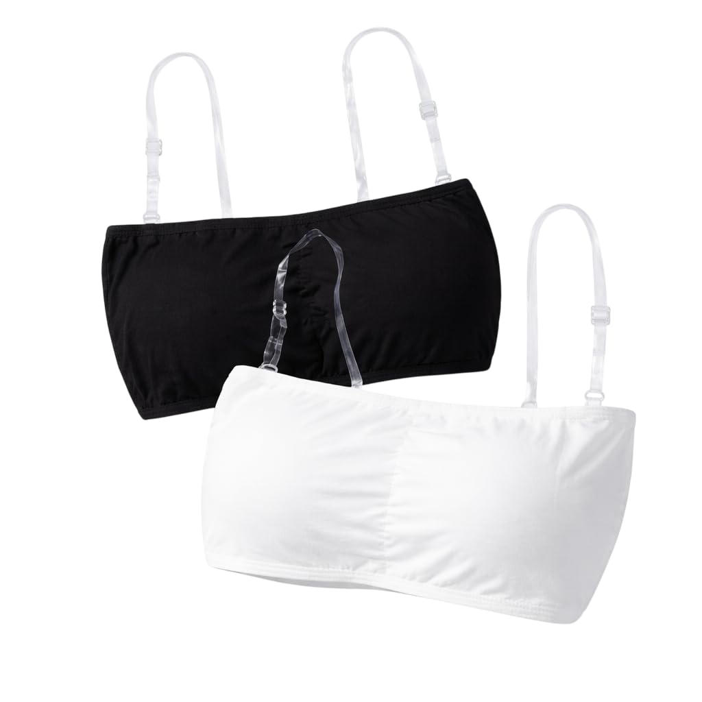 venesa Women Strapless Bra, Lightly Padded, Seamless, Cotton, Black and White, (Pack of 2) (inches 28, B to 32, Regular)-picture-26