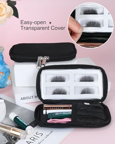 Eyelash Storage Bag Lashes Tool Set Organizer Case False Eyelash Applicator Tool Bag for Travel Small Empty Cosmetic Case Eyelash Holder (black)3