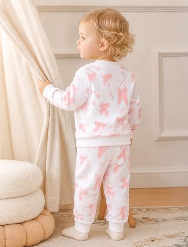 Image of Jecson Baby Girl Clothes Toddler Outfits Quilted Heart Sweatshirt & Jogger Pants Fall Winter Sweatsuit 2Pcs Sets 3M-4T