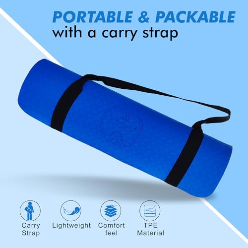 Image of VIXEN Yoga Mat Premium 10 MM TPE I Non Slip Yoga Mat For Women and Men | Sweat Absorbent | Extra Thick, Long & Wide Premium Exercise Mat with Yoga Strap | Anti-Slip & Anti-Tear Ideal for Yoga