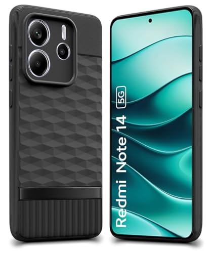 Image of WOW IMAGINE Back Cover for Redmi Note 14 SE 5G | Redmi Note 14 5G with Hexa Cube Design | Ultra Slim Soft | Inner Velvet Fabric | Matte Silicone Flexible Mobile Case | Camera Protection - Black