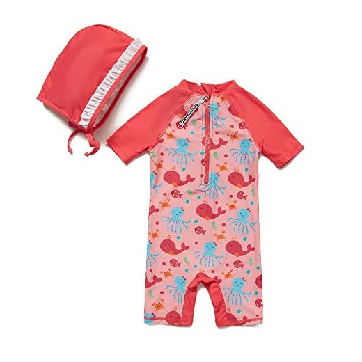 Baby Mädchen Badeanzug Ein stück Kurzärmel-Kleidung UV-Schutz 50+ Badekleidung MIT Einem Reißverschluss (Pink-ZY, 80-86)