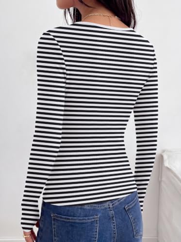 Ekouaer Long Sleeve Shirts for Women Ribbed Top Slim Fit Thermal Undershirt - image 5