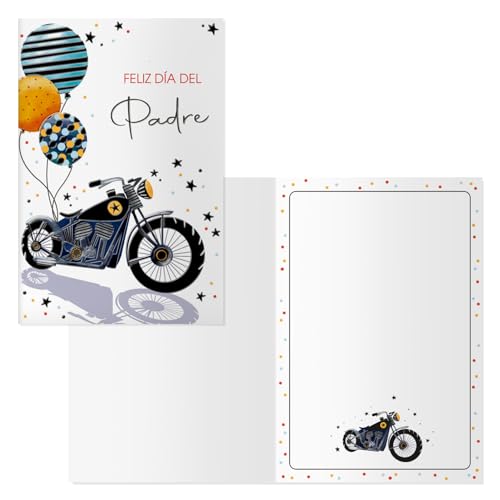DOHE - Cartões Dia do Pai (6 unidades). - Parabéns aos pais e agradecimento, inclui envelope de papel, tamanho 11,5 x 17 cm, cartões de felicitações - Motorbike