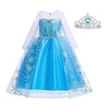 [Pclife] アナと雪の女王 ドレス マント付き ティアラセット 子供用ドレス ティアラセット ハロウィン クリスマス 仮装 衣装 ハロウィン クリスマス パーティー キャラクター 変身 誕生日 宴会 演出 学園祭 劇場 公演 文化祭 卒業 入学祝い (130CM) (120CM)