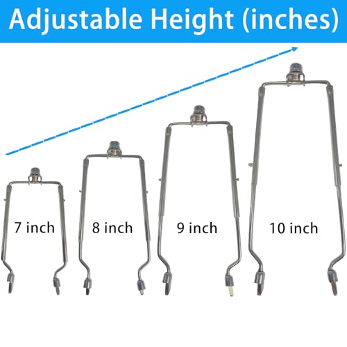 Image of Lamp Shade Harp Holder for Spider Lampshade,7 /8 /9 /10 Inch Height Adjustable,3 /8 inch Standard Saddle,E14 /E26 /E27 Light Base UNO Fitter Adapter Converter,Lamp Kit and Parts,Lamp Harp (Silver)